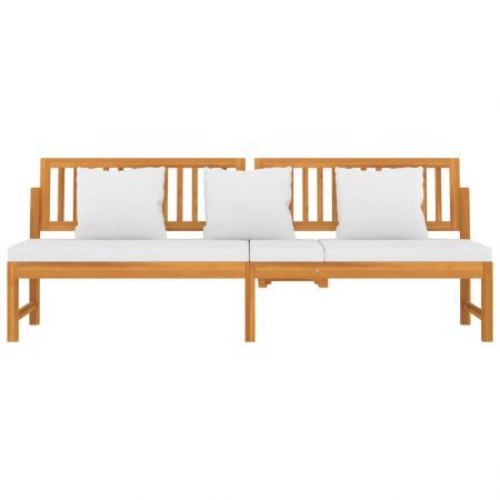 Day Bed with Cream Cushion 200x60x75 cm Solid Wood Acacia