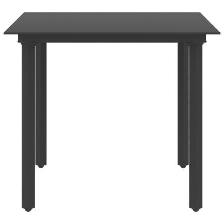 Garden Dining Table Black 80x80x74 cm Steel and Glass