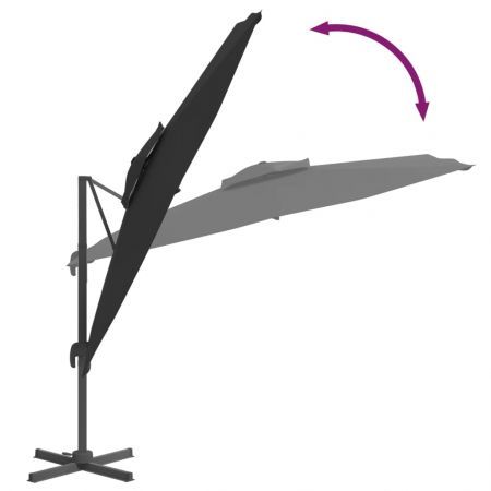 Double Top Cantilever Umbrella Black 400x300 cm