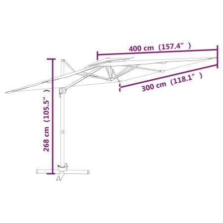 Double Top Cantilever Umbrella Black 400x300 cm