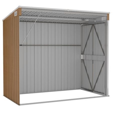 Wall-mounted Garden Shed Brown 118x194x178 cm Galvanised Steel