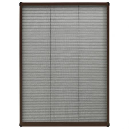 Plisse Insect Screen for Windows Aluminium Brown 80x120 cm