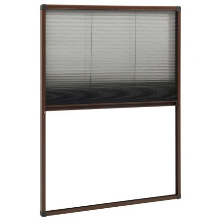 Plisse Insect Screen for Windows Aluminium Brown 80x120 cm