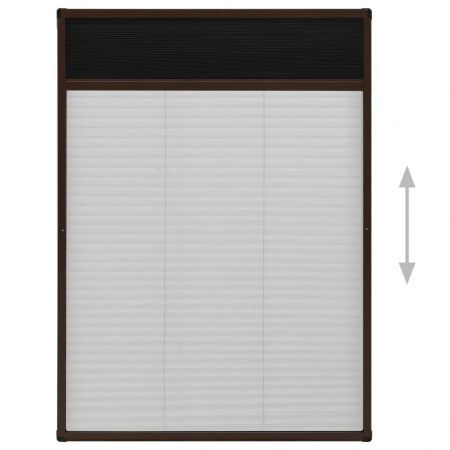 Plisse Insect Screen for Windows Aluminium Brown 80x120 cm