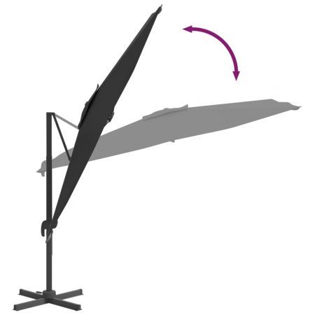 Cantilever Umbrella with Aluminium Pole Black 400x300 cm