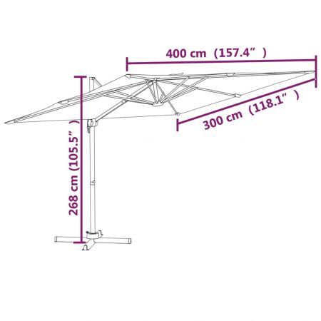 Cantilever Umbrella with Aluminium Pole Black 400x300 cm