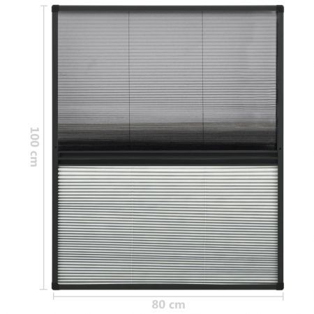 Plisse Insect Screen for Windows Aluminium 80x100 cm with Shade