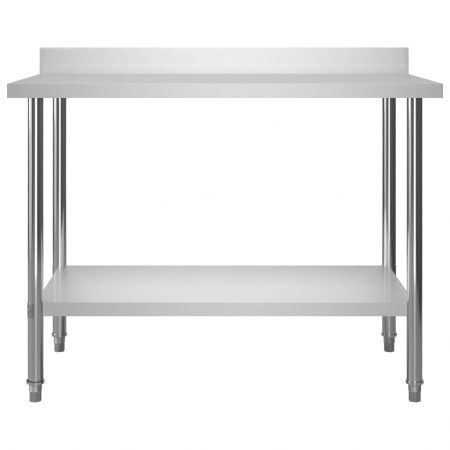 Kitchen Work Table with Backsplash 120x60x93 cm Stainless Steel