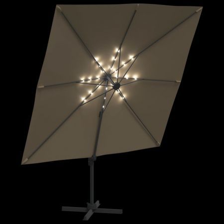 LED Cantilever Umbrella Taupe 400x300 cm