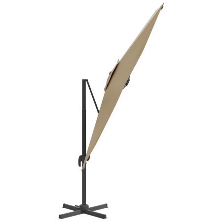 LED Cantilever Umbrella Taupe 400x300 cm