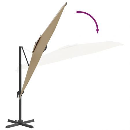 LED Cantilever Umbrella Taupe 400x300 cm