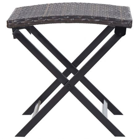 Folding Stool Poly Rattan Brown