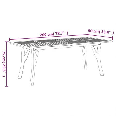 Garden Table 200x90x75 cm Solid Wood Acacia