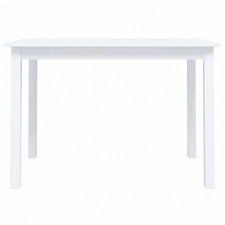 Dining Table White 114x71x75 cm Solid Rubber Wood