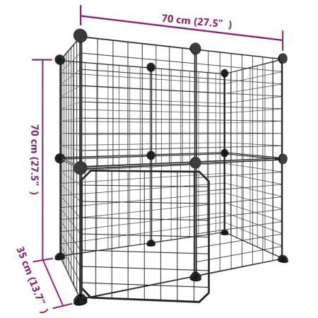 12-Panel Pet Cage with Door Black 35x35 cm Steel