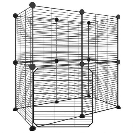 12-Panel Pet Cage with Door Black 35x35 cm Steel