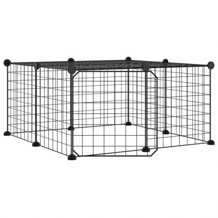 12-Panel Pet Cage with Door Black 35x35 cm Steel