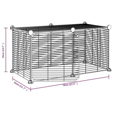 8-Panel Pet Cage with Door Black 35x35 cm Steel