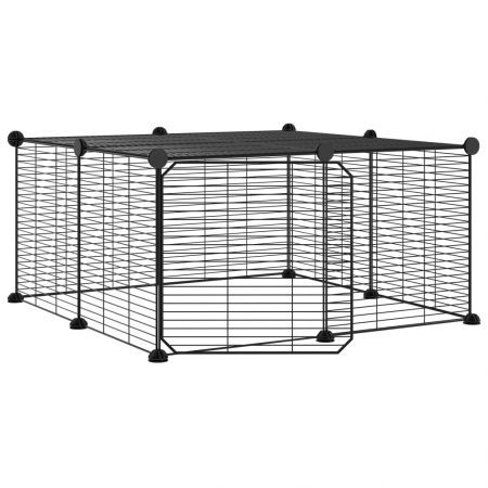 12-Panel Pet Cage with Door Black 35x35 cm Steel