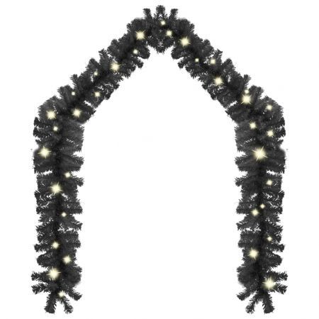 Christmas Garland with LED Lights 10 m Black