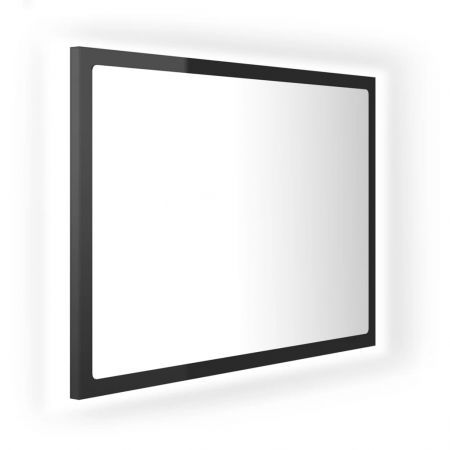 LED Bathroom Mirror High Gloss Black 60x8.5x37 cm Acrylic