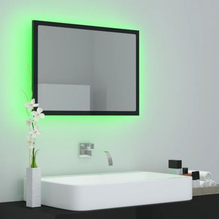 LED Bathroom Mirror High Gloss Black 60x8.5x37 cm Acrylic