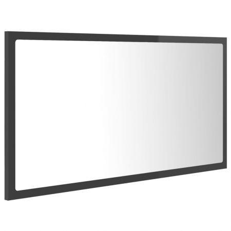 LED Bathroom Mirror High Gloss Grey 80x8.5x37 cm Acrylic