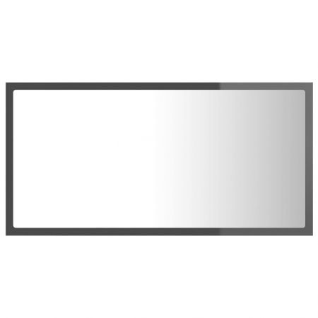 LED Bathroom Mirror High Gloss Grey 80x8.5x37 cm Acrylic