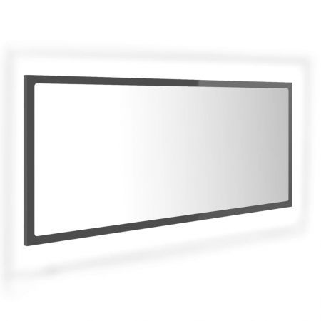 LED Bathroom Mirror High Gloss Grey 100x8.5x37 cm Acrylic