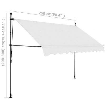 Manual Retractable Awning with LED 250 cm Cream