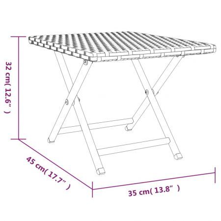 Folding Table Grey 45x35x32 cm Poly Rattan