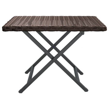 Folding Table Brown 45x35x32 cm Poly Rattan