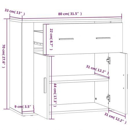 Sideboard Black 80x33x70 cm Engineered Wood