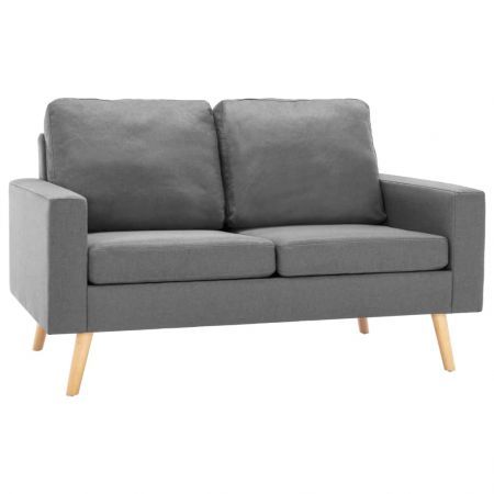 2-Seater Sofa Light Grey Fabric