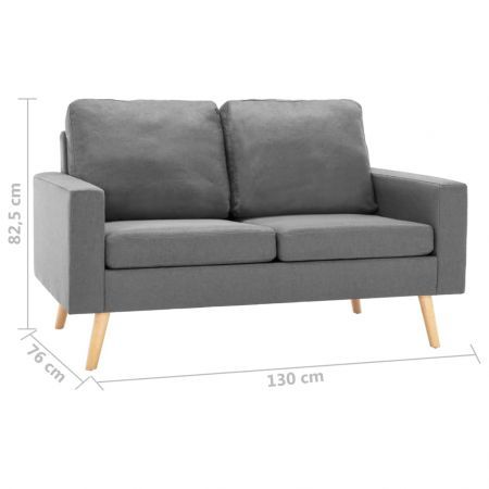 2-Seater Sofa Light Grey Fabric