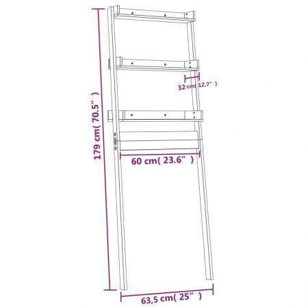 Toilet Rack 63.5x32x179 cm Solid Wood Pine