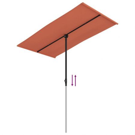 Outdoor Parasol with Aluminium Pole 180x110 cm Terracotta