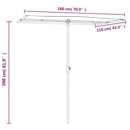 Outdoor Parasol with Aluminium Pole 180x110 cm Terracotta