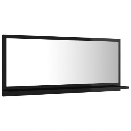 Bathroom Mirror High Gloss Black 90x10.5x37 cm Engineered Wood