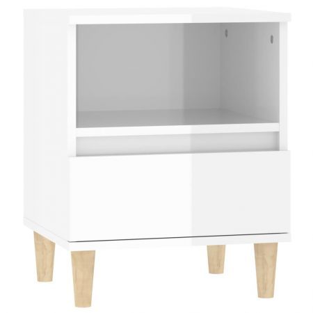 Bedside Cabinet High Gloss White 40x35x50 cm