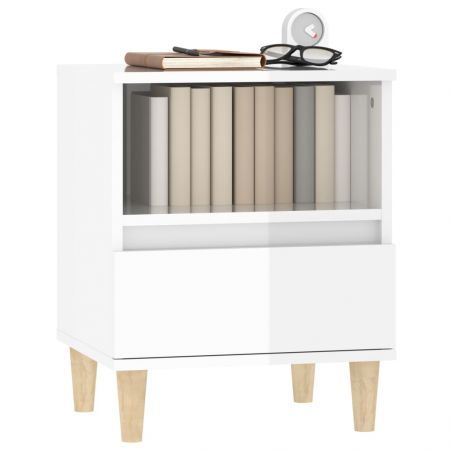 Bedside Cabinet High Gloss White 40x35x50 cm