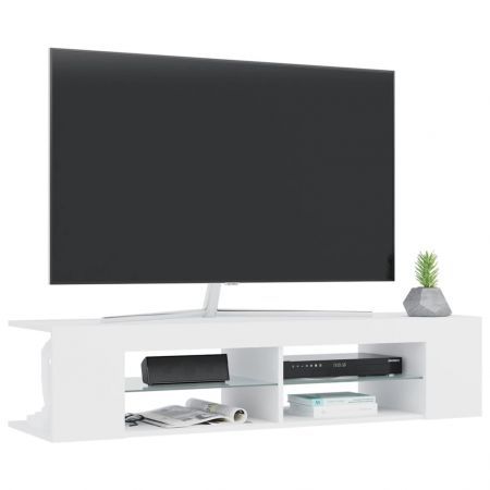 TV Cabinet with LED Lights White 135x39x30 cm