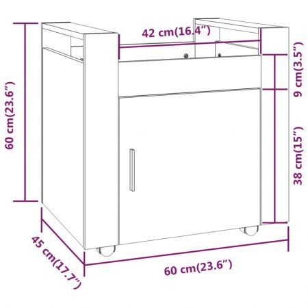 Desk Trolley Sonoma Oak 60x45x60 cm Engineered Wood