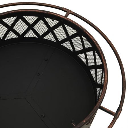 Rustic Fire Pit with Poker 76 cm XXL Steel