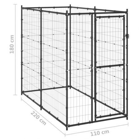 Outdoor Dog Kennel Steel 110x220x180 cm