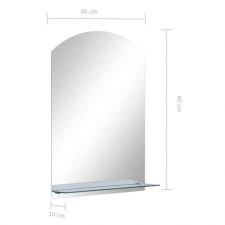 Wall Mirror with Shelf 40x60 cm Tempered Glass