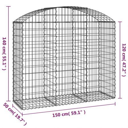 Arched Gabion Basket 150x50x120/140 cm Galvanised Iron