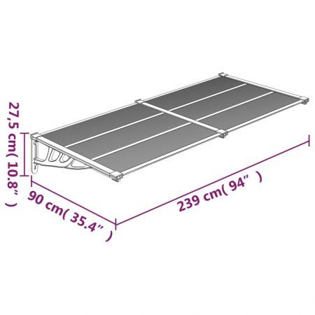 Door Canopy Black and Transparent 239x90 cm Polycarbonate