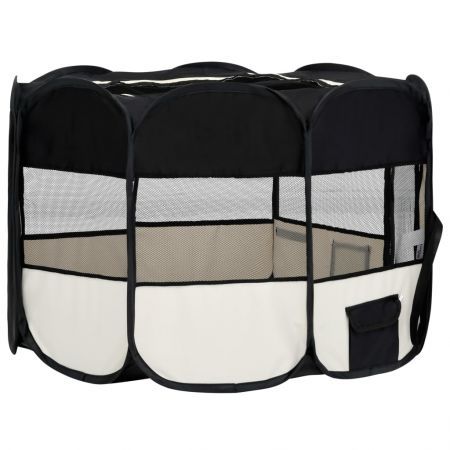 Foldable Dog Playpen with Carrying Bag Black 125x125x61 cm