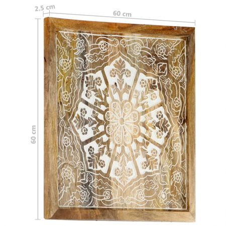 Hand-Carved Wall Panels 2 pcs Solid Mango Wood 60x60x2.5 cm